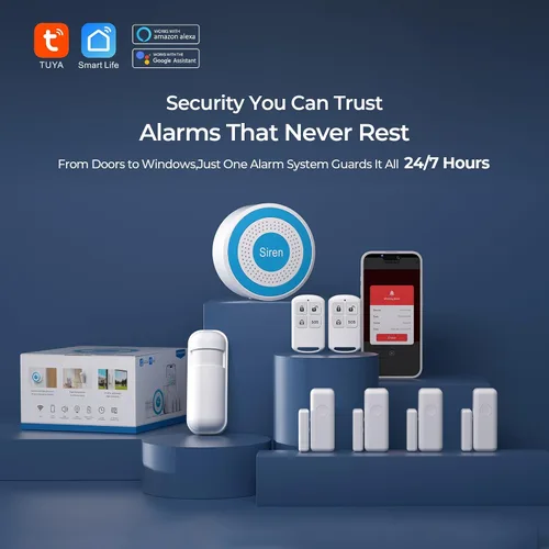 Vista 2 de Sistema de alarma para el hogar PGST, sistemas de seguridad para el hogar inteligentes con alertas instantáneas de la aplicación Tuya, kits