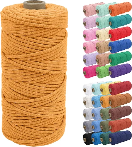 Vista 25 de JeogYong Cuerda de macramé de 0.157 in x 109 yardas, cuerda trenzada de algodón natural, cuerda de macramé para bolsas de ganchillo, colgar