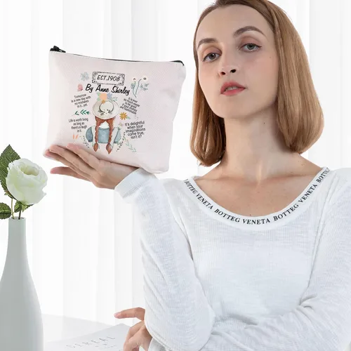 Vista 5 de G2TUP Anne Novel Inspire - Bolsa de maquillaje Anne Shirley para fanáticos, regalo de Anne Book Literary, bolsa de cosméticos para amantes