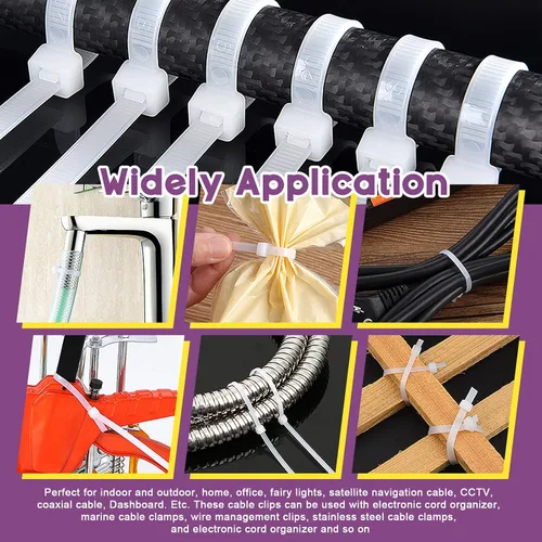 Vista 7 de Swpeet 480 bridas de cierre automático blancas + negras (5.906 x 0.157 in) y base de montaje de brida de cables tipo sillín de 0.24 pulgadas con kit