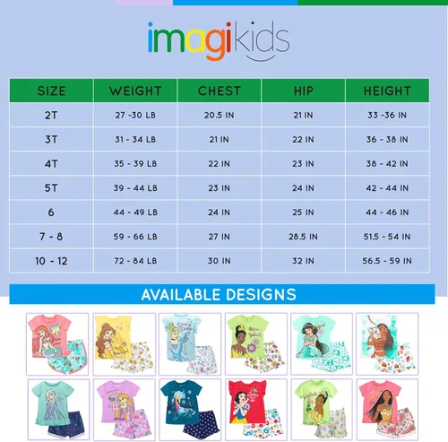Vista 5 de Disney Frozen Moana Princess Tiana - Conjunto de camiseta floral y pantalones cortos de rizo francés para niños pequeños y grandes