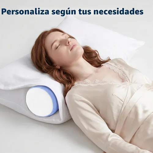 Vista 6 de Almohada Enrollable Cervical para Alivio del Dolor de Cuello - Almohada de Espuma Viscoelástica para Cuello para Cama, Almohada Redonda para Cuello