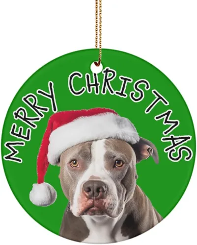Vista 3 de Pitbull Adorno de Navidad, adorno de árbol de Navidad para amantes de Pitbull