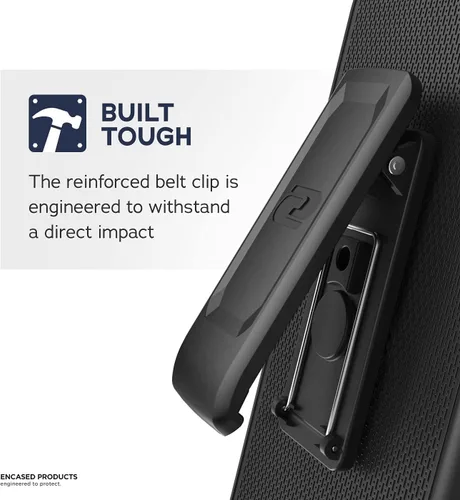 Vista 6 de Encased Funda para cinturón diseñada para iPhone 13 PRO MAX funda transparente con clip de funda (funda transparente con soporte para teléfono)