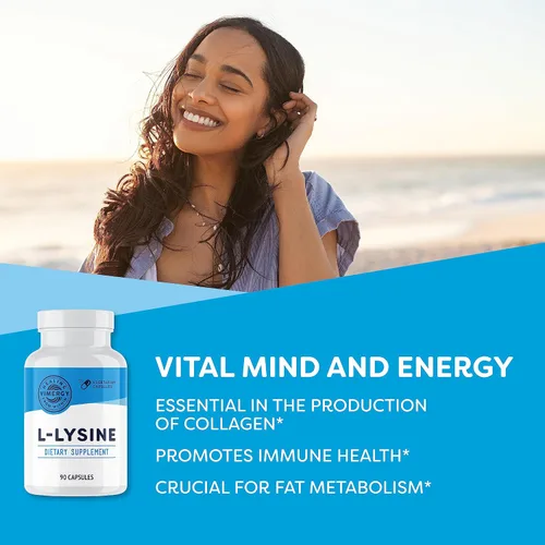 Vista 2 de Vimergy L-Lisina – Promueve la piel, el cabello y las uñas saludables* – Apoya el metabolismo saludable* – Vegano, sin OGM y sin gluten – 90 cápsulas