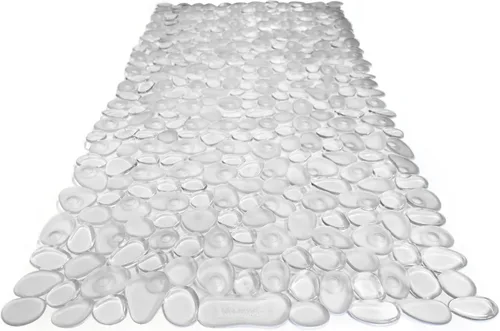 Vista 10 de Alfombra antideslizante para bañera y ducha "Pebbles" de 27 x 14 pulgadas, ovalada, no tóxica, segura, limpia, lavable a máquina, agarre y drenaje