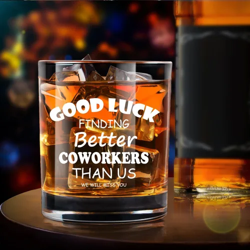 Vista 5 de LIGHTEN LIFE Vaso de whisky Good Luck Finding Better Coworkers Than Us de 12 onzas, regalo novedoso para compañero de trabajo en una valiosa caja