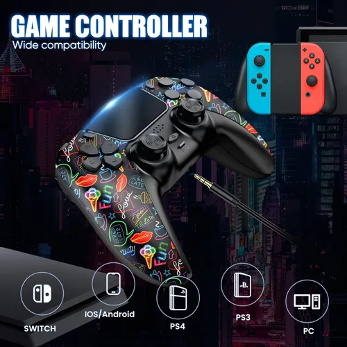 Vista 4 de RIIKUNTEK Wireless Controller Compatible with PS-4PS-3SwitchAndroidPC, Bluetooth Game Controller for PS4 with Dual Vibration, Touchpad, Six-Axis