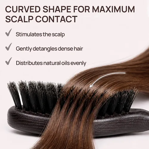 Vista 5 de Calcuta Max - Cepillo de cerdas de jabalí extra rígido 100% puro, perfecto para cabello grueso, mango de madera de fresno térmico, cepillo