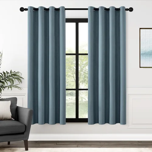 Vista 87 de ChrisDowa Cortinas 100% Opacas de Abedul Sólido de 45 Pulgadas de Largo, 2 Paneles para Dormitorio y Sala de Estar, Estilo Granja Oscurecedoras