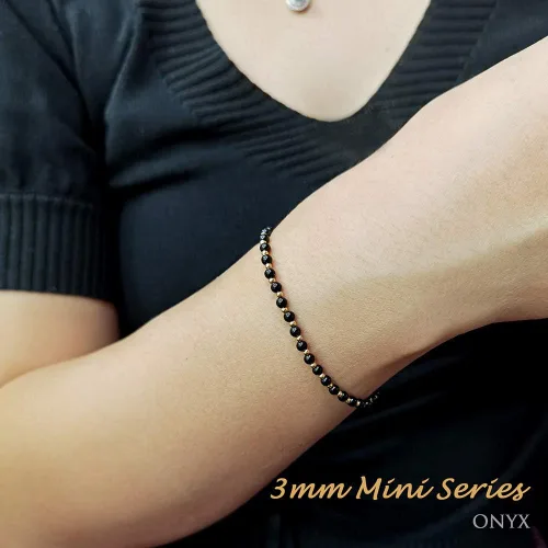 Vista 4 de Morchic 3mm Mini Beads Natural Gemstone Adjustable Bracelet for Women, Energy Gem Charm Series, Birthday Gift