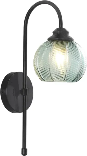 Vista 17 de KCO Lighting - Lámpara de pared vintage con globo de vidrio verde y brazo de latón cepillado - Aplique de globo grande, acabado dorado - Lámpara