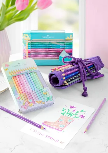 Vista 7 de Faber-Castell Lápices de color Sparkle Pastel, paquete de 12 en estuche de metal