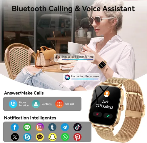 Vista 2 de Smart Watch for Women Android/iPhone: Fitness Tracker Smart Watches Rose Gold IP68 Waterproof Bluetooth Calls Answer&Make 1.85" Smartwatch Activity