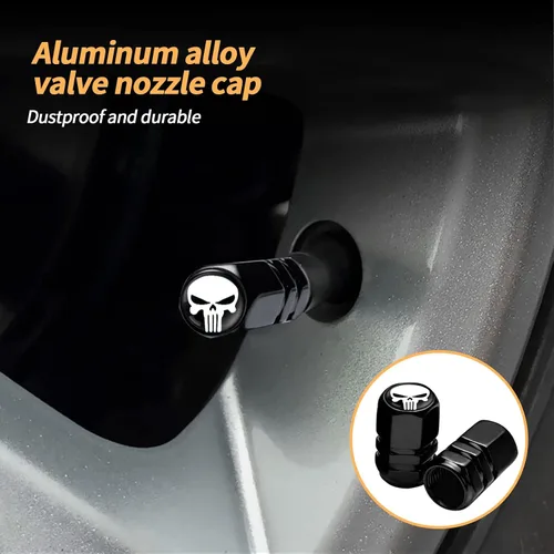 Vista 3 de TimNas 4 tapones de válvula de neumático de rueda de automóvil, cubiertas de metal para sellar válvulas de polvo, tapa universal de núcleo de puerta
