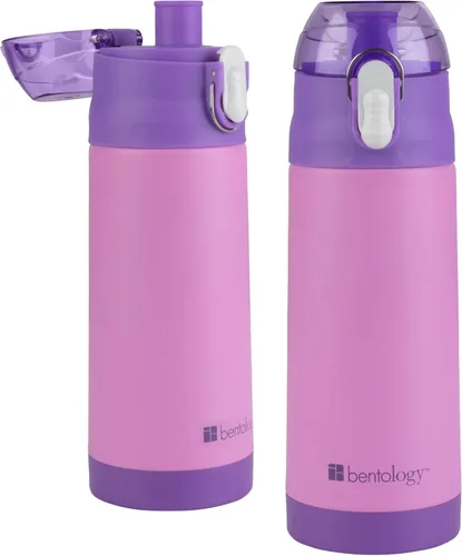 Vista 11 de Bentology - Botella de agua reutilizable de acero inoxidable de 13 onzas para niños, color azul