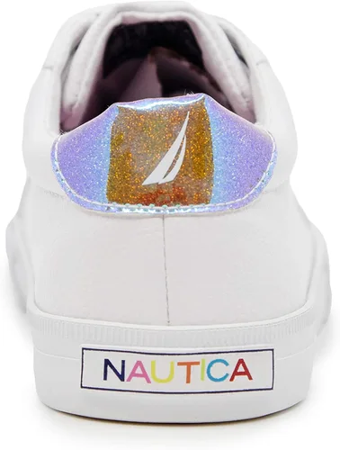 Vista 3 de Nautica Zapatos de moda para niñas, tenis bajos con cordones para niños grandes, niños pequeños y niños pequeños (tacón regularsuela de plataforma)