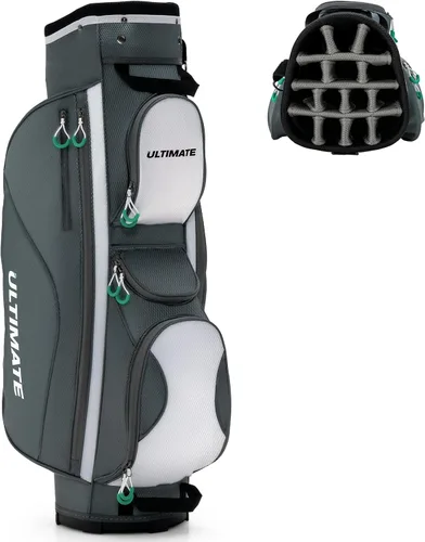 Vista 8 de Goplus Bolsa de carrito de golf con 14 divisores superiores, bolsa de golf con 7 bolsillos con cremallera, bolsa refrigerante, capucha para lluvia