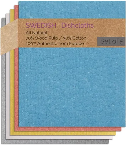 Vista 11 de SWEDEdishcloths - Toallas de esponja de celulosa - Juego de 10 paños de cocina suecos (azul)