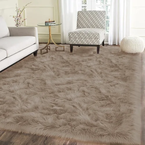 Vista 88 de Latepis - Alfombra rectangular de piel sintética tipo lana de oveja suave y esponjosa de estilo bohemio para sala de estar, dormitorio y residencias