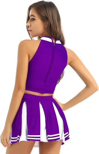 Vista 2 de JanJean Top corto uniforme con falda plisada para mujer colegialas