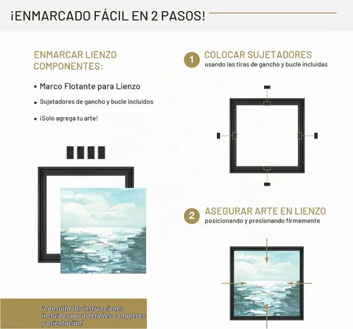 Vista 49 de MCS - Marco flotante de lona, 12 x 16, negro y dorado, paquete de 1
