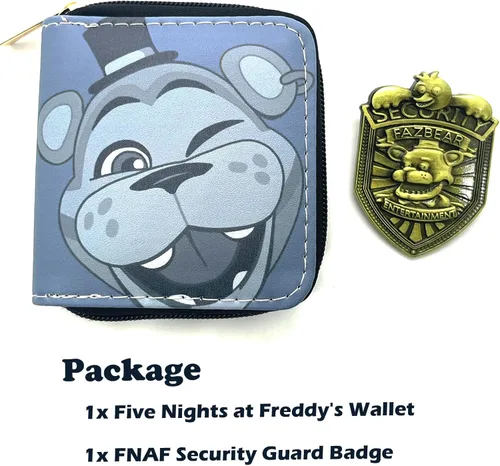 Vista 2 de FNAF Cartera y FNAF Fazbear Guardia de Seguridad Pin Pin Set Cinco Noches en el disfraz de Freddy's Cosplay Broche Pin Regalo para Hombres Mujeres