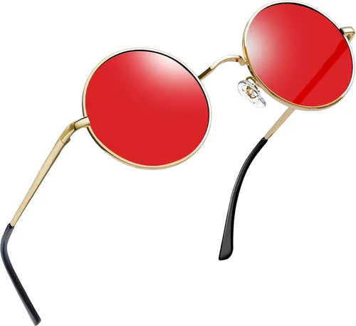 Vista 33 de Joopin Gafas de sol redondas pequeñas Hippie Circle Teashades Traje de protección UV Todo negro
