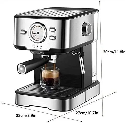 Vista 7 de Cafetera de capuchino automática de calentamiento rápido de 20 bares, con espumador de leche espumante, tanque de agua de 1.5 L, 1050 W