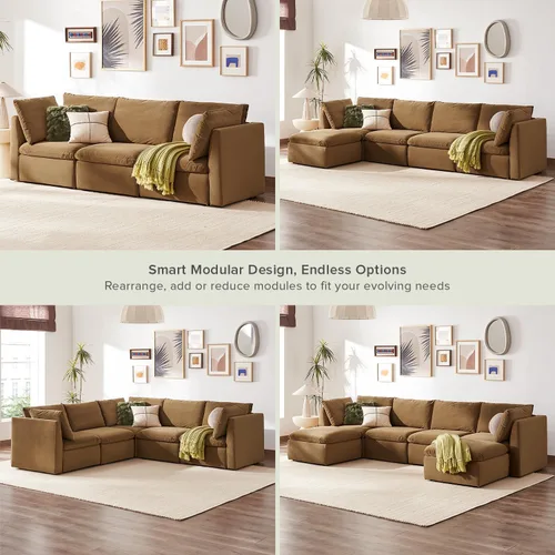 Vista 4 de mopio Sofá Seccional Modular de Gran Tamaño con Fundas Completamente Extraíbles y Almacenamiento, Convertible en Forma de U, en Forma de L