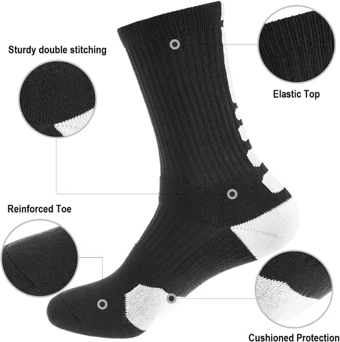 Vista 2 de DBXIIART 5 pares de calcetines deportivos para hombre, gruesos, protectores, deportivos, acolchados, baloncesto, fútbol, al aire libre, correr