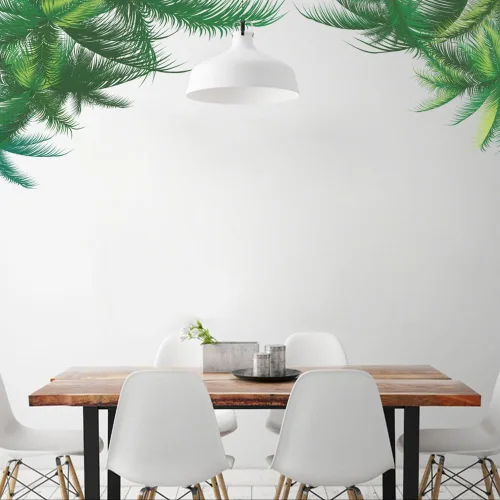 Vista 2 de DNVEN DIY hojas verdes ramas árbol decorativo mural calcomanía de vinilo adhesivo de pared para sala de estar dormitorios