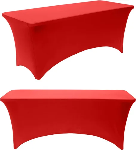 Vista 14 de Paquete de 2 manteles rectangulares elásticos de 6 pies para cocina, comedor, elástico, resistente a las arrugas, de elastano, lavable, para Rosa