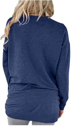 Vista 4 de ONLYSHE - Sudadera para mujer, cuello redondo, casual, holgada camiseta manga larga