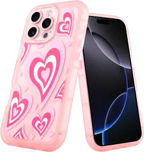 Vista 9 de AIGOMARA Funda para iPhone 16 Pro Max con bonito patrón de corazón, ajuste delgado, suave, flexible, a prueba de golpes, TPU para mujeres y niñas
