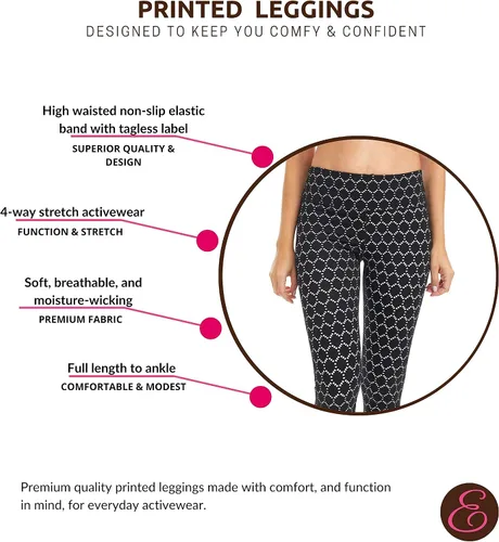 Vista 3 de Esteez Leggings de moda para mujer, cintura alta, suaves como la mantequilla, estampados
