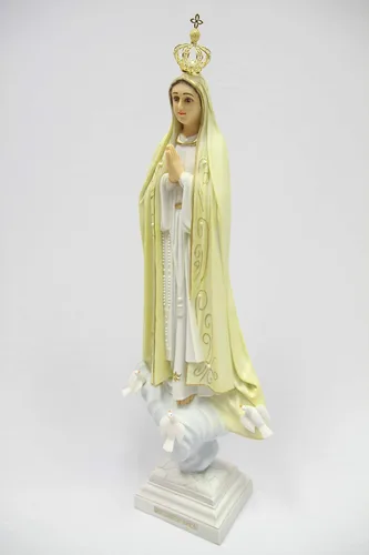 Vista 3 de Vittoria Collection Estatua de Virgen María peregrina de 20 pulgadas con corona hecha en Italia para interiores y exteriores, gruta de jardín