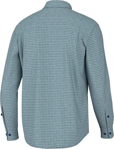 Vista 2 de HUK Camisa de manga larga con patrón de punto de marea para hombre, botones de pesca