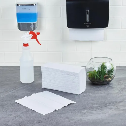 Vista 4 de Restaurantware Paquete de 250 toallas de papel multipliegue de 9.5 x 9.25 pulgadas, absorbentes para secar las manos, limpieza de derrames Blanco