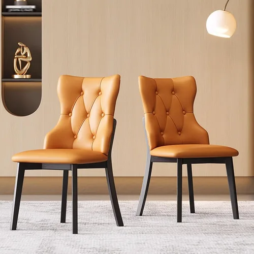 Vista 15 de Juego de sillas de comedor, sillas rústicas de cocina, silla de comedor tapizada con cojín grueso, silla de sala de estar con marco de madera beige