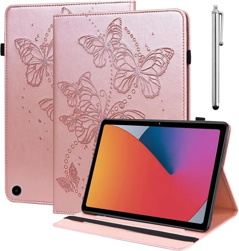 Vista 10 de Funda para Amazon Kindle Fire Max 11 (13ª generación, versión 2023) de 11 pulgadas, piel sintética, con soporte de mariposa en relieve, con lápiz