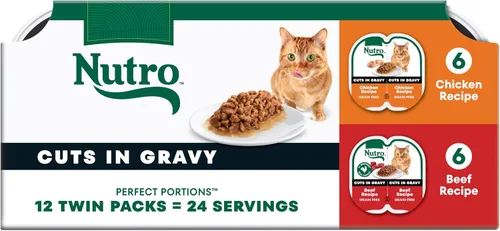 Vista 17 de NUTRO Cortes de comida húmeda natural para gatos sin granos* en salsa de pollo, (24) bandejas de 2.64 onzas Perfect Portions