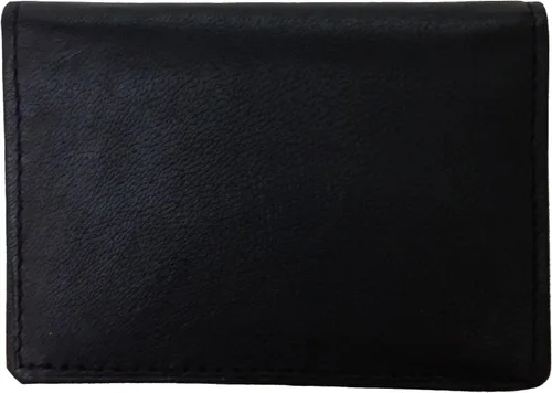 Vista 3 de Cartera negra de cuero para tarjeta de crédito y identificación con diseño delgado, Negro -, Compacto