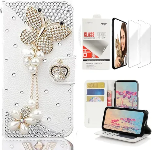 Vista 9 de Bling Wallet Case - SSBLDwSPSeries-16 - Funda de piel con correa para la muñeca y protector de pantalla (2 unidades)