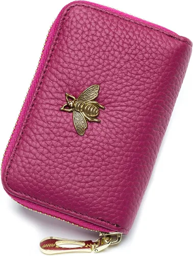 Vista 13 de imeetu Soporte para tarjetas de crédito RFID, cartera pequeña de cuero con cremallera para mujer