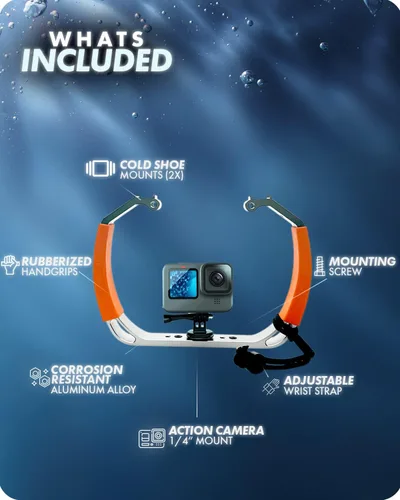 Vista 5 de Movo GB-U80T Equipo de buceo submarino con soportes de zapata fría, correa – Compatible con GoPro Hero, HERO6, HERO7, HERO8, HERO9, HERO10, HERO11