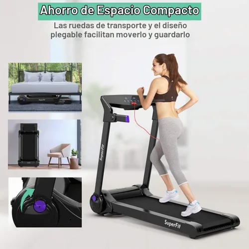 Vista 8 de Goplus 3HP Caminadora eléctrica plegable, caminadora autoestable con control de aplicación, altavoz de dientes azules, pantalla táctil HD, sin