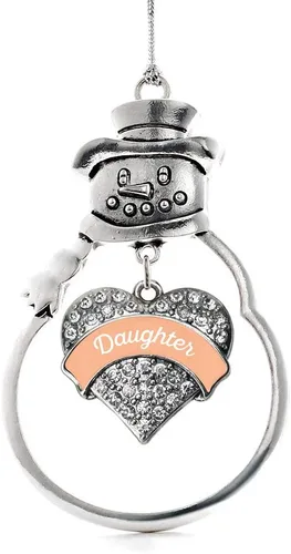 Vista 90 de Inspired Silver - Big Sis - Adorno de Navidad plateado - Adorno de árbol de Navidad con dije de corazón con circonita cúbica - Decoración colgante