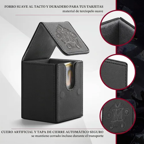 Vista 2 de Caja de cubierta TCGUARD para almacenamiento de cartas MTG, con capacidad para 100 o más cartas con funda individual, forro de microfibra y caja