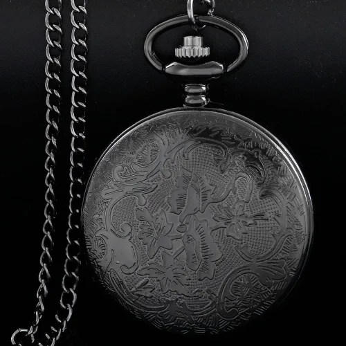 Vista 6 de Alwesam Engraved Pattern Design Quartz Pocket Watch RomanArabic Numerals for Birthdays Xmas Best Gifts
